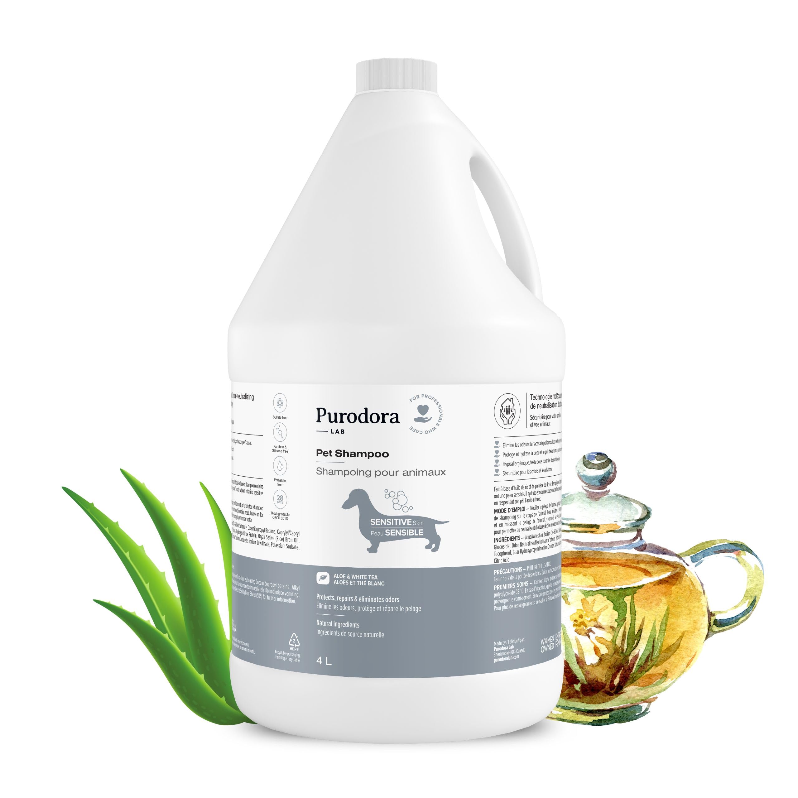 Deodorizing Dog Shampoo for Sensitive Skin 135oz | Eliminates Smelly Dog Odors with Aloe & White Tea Scent | Nourishes and Restores Softness for Pets | Dog Wash Odor Neutralizing & All-Natural Formula