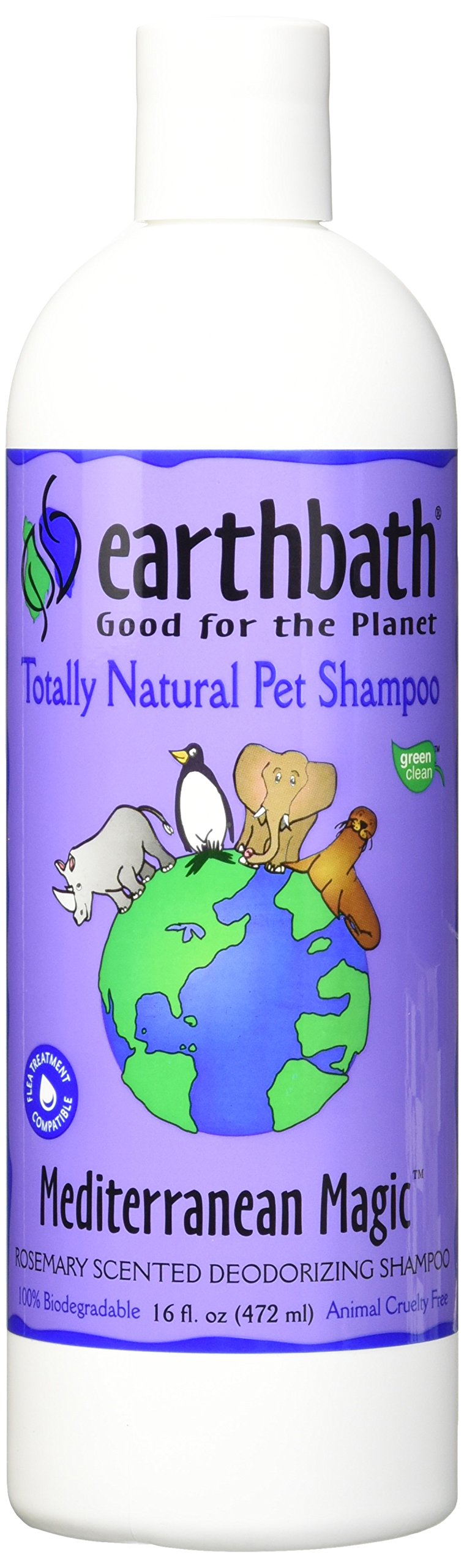 earthbath Mediterranean Magic Dog Shampoo - Deodorizing Shampoo for Dogs Rosemary Scented Dog Wash Made in USA Shampoo for Smelly Dogs Cruelty Free Pet Shampoos - 16 Oz (2 Pack)