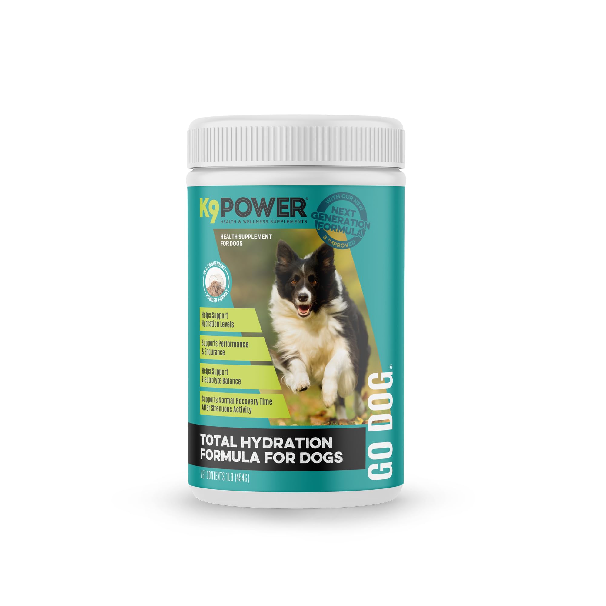 K9 Power Go Dog Hydration & Performance Drink Mix 1 lb - Active Dog Supplement for Muscle Function Endurance Recovery with Electrolytes Support