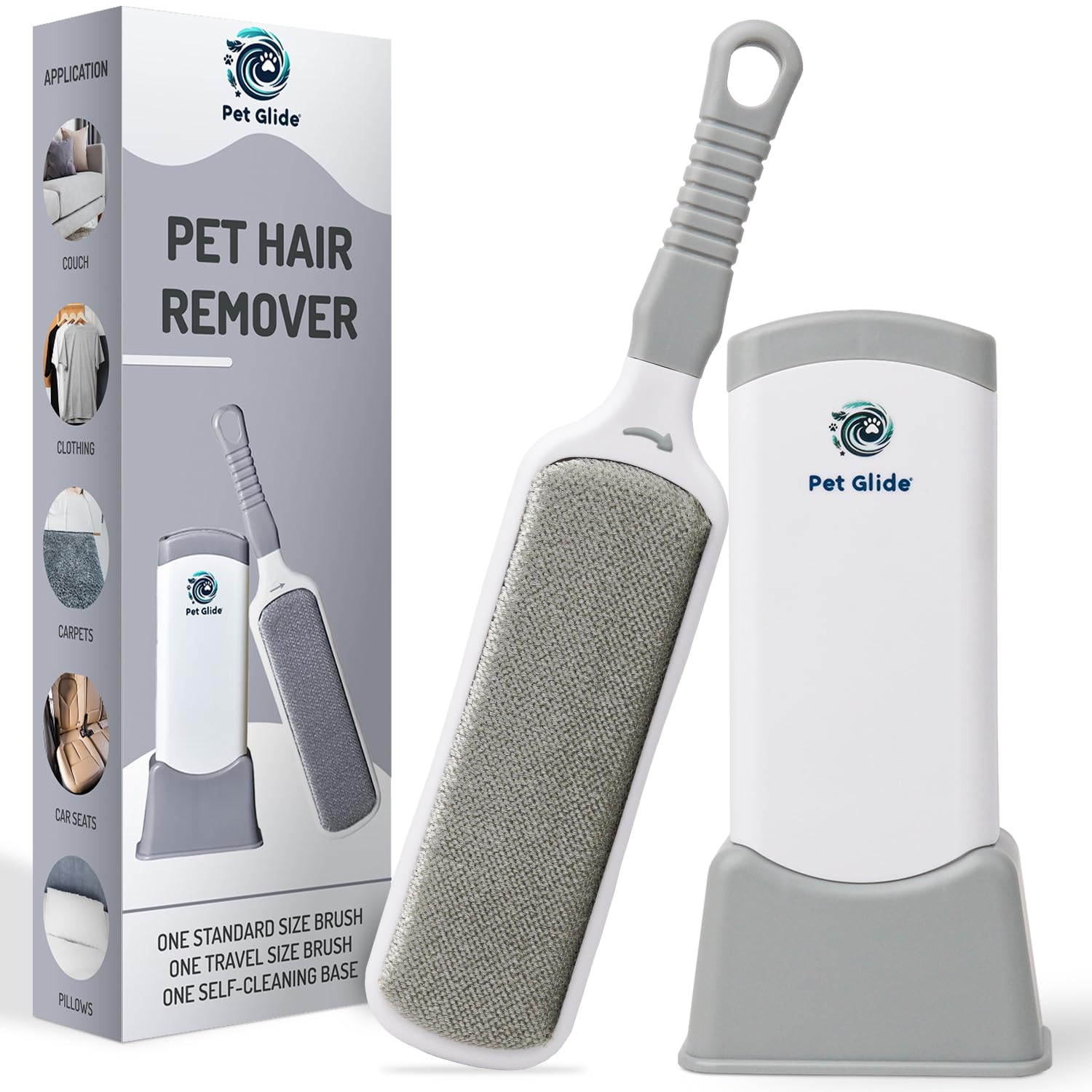 Lint and Pet Hair Remover - Lint Rollers for Pet Hair Dog Hair Remover- Lint Remover Brush - Double Sided Self Cleaning Loose Hair Catcher for Pet Hair Cleaner for Clothes Sofa Carpet - Grey