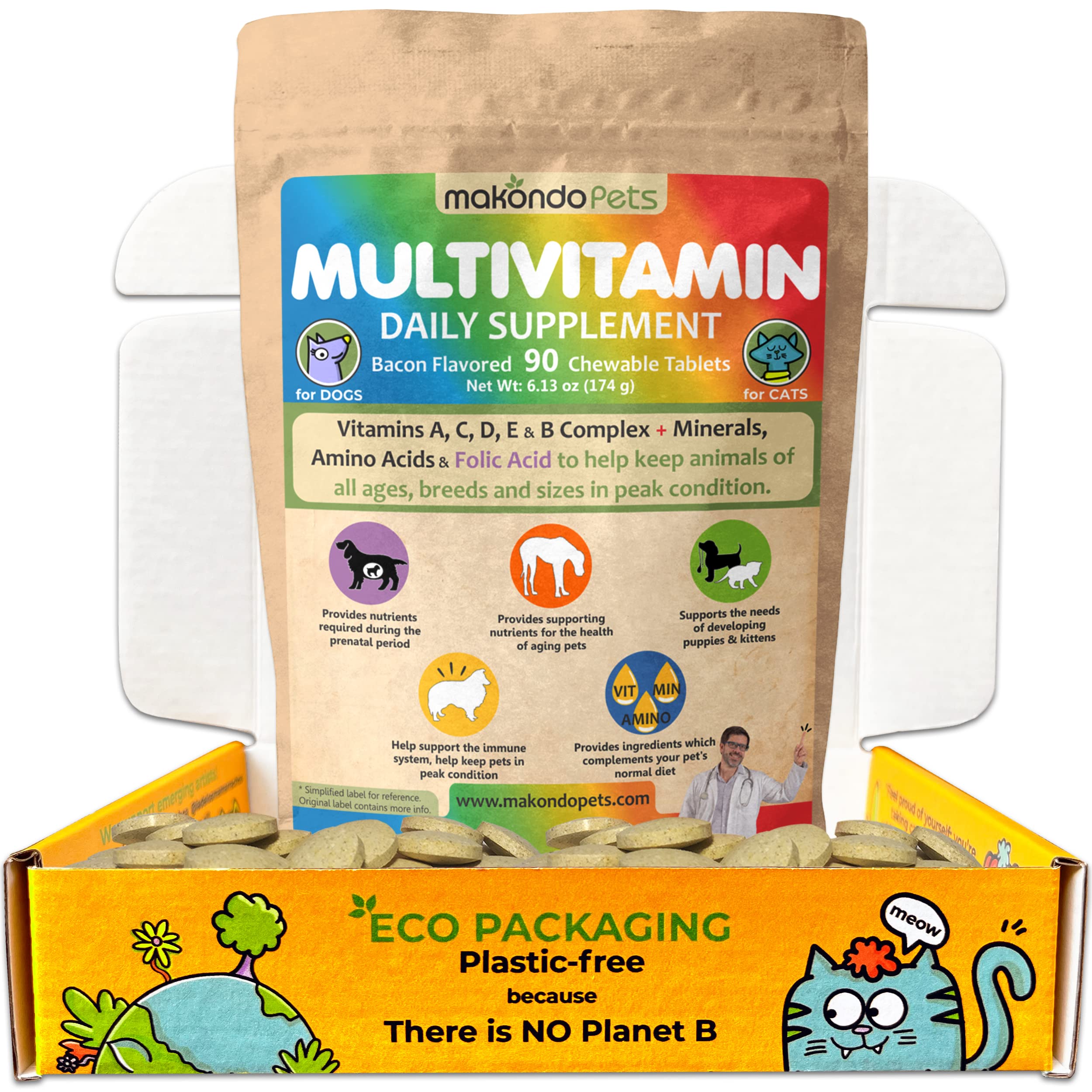 Prenatal Dog Vitamins – Multivitamin for Dogs and Cats with Folic Acid Minerals and Amino Acids. Ideal for Pregnant Breast Feeding and Newborn Pets – Senior Dog Supplement Complete Puppy Vitamins.